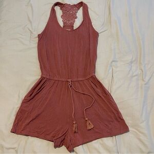 Aerie Terracotta Lace-Back Romper Size XS